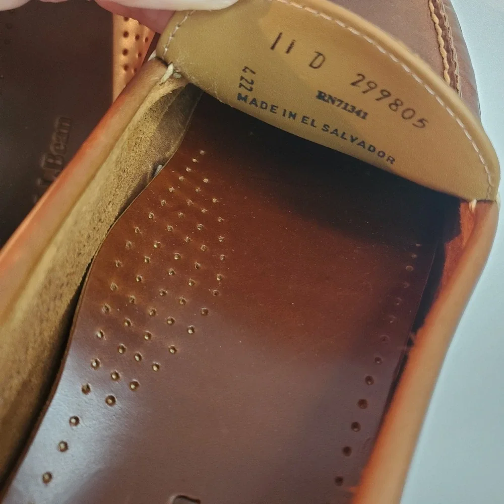 LL Bean Mens Handsewn Moccasins Brown Leather Loafers Slip On Shoes 11 D 299805